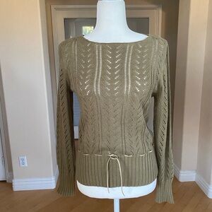 New York & Company Olive Women's Sweater With Suede String Belt